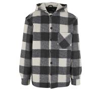 Allwetterjacke URBAN CLASSICS "Urban Classics Big Check Jacket With Hood", Herren, Gr. L, sandweiß, schwarz, 100% Polyester, Mäntel (68419663-L) sandweiß, schwarz
