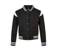 Allwetterjacke URBAN CLASSICS "Urban Classics Damen Girls Inset College Sweat Jacket", Herren, Gr. 158/164, schwarz, weiß, 65% Baumwolle, 35% Polyester, mehrfarbig, normal, Rundhals, Jacken (13710446-