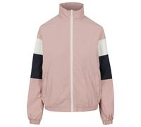 Allwetterjacke URBAN CLASSICS "Urban Classics Damen Ladies 3-Tone Crinkle Track Jacket", Damen, Gr. XS, rosa (schwarzrose, navy, weiß), 100% Polyamid, mehrfarbig, normal, amerikanischer Ausschnitt, Ja
