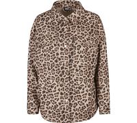 Allwetterjacke URBAN CLASSICS "Urban Classics Damen Ladies AOP Overshirt", Damen, Gr. XXL, leo, 100% Polyester, oversize, amerikanischer Ausschnitt, Jacken (47725148-XXL) leo