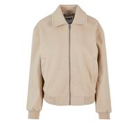 Allwetterjacke URBAN CLASSICS "Urban Classics Damen Ladies Boxy Jacket", Damen, Gr. S, warmsand, 100% Polyester, unifarben, normal, V-Ausschnitt, Jacken (19176958-S) warmsand