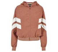 Allwetterjacke URBAN CLASSICS "Urban Classics Damen Ladies Crinkle Batwing Jacket", Damen, Gr. 5XL, terracotta, sandweiß, 100% Polyamid, gestreift, normal, ohne Ausschnitt, Mäntel (61121237-5XL) terra