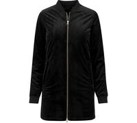 Allwetterjacke URBAN CLASSICS "Urban Classics Damen Ladies Long Velvet Jacket", Damen, Gr. S, schwarz, 100% Polyester, unifarben, normal, amerikanischer Ausschnitt, Jacken (41744846-S) schwarz