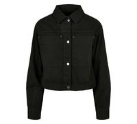Allwetterjacke URBAN CLASSICS "Urban Classics Damen Ladies Short Boxy Worker Jacket", Damen, Gr. M, schwarz, 100% Baumwolle, unifarben, loose fit, amerikanischer Ausschnitt, Jacken (60931456-M) schwar