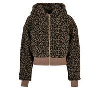 Allwetterjacke URBAN CLASSICS "Urban Classics Damen Ladies Short Oversized AOP Sherpa Jacket", Damen, Gr. XXL, schwarztaupeleo, 100% Polyester, mehrfarbig, oversize, ohne Ausschnitt, Jacken (76530663-