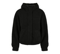 Allwetterjacke URBAN CLASSICS "Urban Classics Damen Ladies Short Sherpa Jacket", Damen, Gr. S, schwarz, 100% Polyester, unifarben, oversize, ohne Ausschnitt, Jacken (59919525-S) schwarz