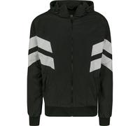 Allwetterjacke URBAN CLASSICS "Urban Classics Herren Crinkle Panel Track Jacket", Herren, Gr. M, schwarz, weiß, 100% Polyamid, gestreift, normal, ohne Ausschnitt, Jacken (57636019-M) schwarz, weiß