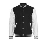 Allwetterjacke URBAN CLASSICS "Urban Classics Herren Oldschool College Jacket", Herren, Gr. M, schwarz, weiß, 50% Wolle, 50% Viskose, mehrfarbig, normal, amerikanischer Ausschnitt, Jacken (99254638-M)