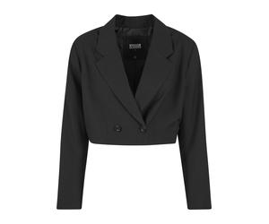 Allwetterjacke URBAN CLASSICS "Urban Classics Ladies Cropped Blazer", Damen, Gr. L, schwarz, 80% Polyester, 20% Viskose, unifarben, normal, amerikanischer Ausschnitt, Jacken (14380919-L) schwarz