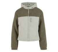 Allwetterjacke URBAN CLASSICS "Urban Classics Ladies Sherpa Crinkle Nylon Mix Jacket", Damen, Gr. M, beige (palegrün, stonegrün), 100% Polyester, unifarben, normal, amerikanischer Ausschnitt, Jacken (