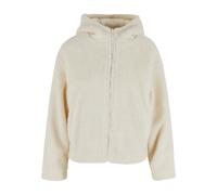 Allwetterjacke URBAN CLASSICS "Urban Classics Ladies Short Hooded Sherpa Jacket", Damen, Gr. L, sandweiß, 100% Polyester, unifarben, normal, ohne Ausschnitt, Jacken (82937028-L) sandweiß