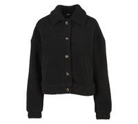 Allwetterjacke URBAN CLASSICS "Urban Classics Ladies Short Sherpa Button Jacket", Damen, Gr. XS, schwarz, 100% Polyester, unifarben, normal, amerikanischer Ausschnitt, Jacken (33945333-XS) schwarz
