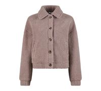 Allwetterjacke URBAN CLASSICS "Urban Classics Ladies Short Sherpa Button Jacket", Damen, Gr. XXL, braun (duskrose), 100% Polyester, unifarben, normal, amerikanischer Ausschnitt, Jacken (90212908-XXL)