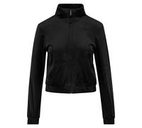 Allwetterjacke URBAN CLASSICS "Urban Classics Ladies Short Velvet Track Jacket", Damen, Gr. M, schwarz, 93% Polyester, 7% Elasthan, unifarben, casual, normal, amerikanischer Ausschnitt, Langarm, Jacke