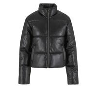 Allwetterjacke URBAN CLASSICS "Urban Classics Ladies Synthetic Leather Puffer Jacket", Damen, Gr. 5XL, schwarz, 100% Polyester, unifarben, normal, amerikanischer Ausschnitt, Jacken (61896020-5XL) schw