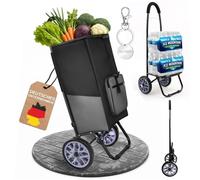 Allyson® Einkaufstrolley klappbar, Einkaufswagen mit 45L Kapazität und Abnehmbarer Tasche, Shopping Trolley Treppensteiger Robust & Wetterfest, Hackenporsche Trolley mit Geräuschlosen Rädern - Grau