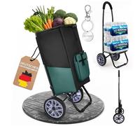 Allyson® Einkaufstrolley klappbar, Einkaufswagen mit 45L Kapazität und Abnehmbarer Tasche, Shopping Trolley Treppensteiger Robust & Wetterfest, Hackenporsche Trolley mit Geräuschlosen Rädern - Grün