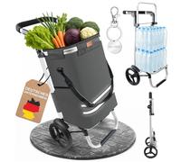 Allyson Rechteckiger Einkaufswagen - Ergonomischer, Klappbarer Shopping Trolley mit 56L Wasserdichter Tasche, Geräuschlose Räder - Ideal für Senioren, Camping, Reisen & Alltag (Dunkelgrau)