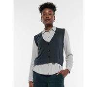 Alma & Lovis Feine Strickweste aus softem Bio-Baumwoll-/Woll-Mix | Cot-Wool Weste blackgreen (dunkelgrün) S