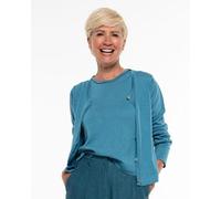 Alma & Lovis Leichter Feinstrick-Cardigan aus Leinen-Cotton-Mix | Linen Knit Jacket aqua (blau-türkis) L