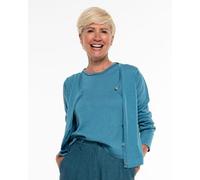 Alma & Lovis Leichter Feinstrick-Cardigan aus Leinen-Cotton-Mix | Linen Knit Jacket aqua (blau-türkis) XS