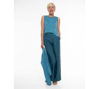 Alma & Lovis Leichtes Feinstrick-Top aus Leinen-Cotton-Mix | Linen Knit Top aqua (blau-türkis) XL
