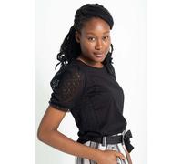 Alma & Lovis Shirt mit Spitzeneinsatz aus Bio-Baumwolle | Spitzen Shirt Schwarz XS