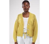 Alma & Lovis Sommer-Strickjacke aus Alpaka mit Ajourmuster | Ajour Grandpa lime (gelb) L
