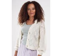 Alma & Lovis Sommer-Strickjacke aus Alpaka mit Ajourmuster | Ajour Grandpa offwhite (weiss) L