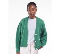 Alma & Lovis Sommer-Strickjacke aus Alpaka mit Ajourmuster | Ajour Grandpa smaragd (grün) M