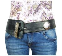 ALMADIH Damen Ledergürtel schwarz handgefertigt aus echtem Leder - Verstellbarer Damen Taillengürtel Damengürtel Hüftgürtel Bindgürtel Obi Gürtel Leder breiter Gürtel schick edel vintage (Adv schwarz)