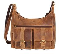 ALMADIH Geräumige echt Ledertasche Damen Umhängetasche LARA bv - große Handtasche mit viele Fächer - Leder Schultertasche für Frauen Henkeltasche Businesstasche Shopper braun (LARA vintage)