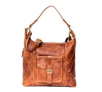 ALMADIH große Leder Umhängetasche Damen SARA BD mit 2 Riemen - Ledertasche Handtasche Schultertasche Henkeltasche Businesstasche Shopper Freizeittasche Tragetasche braun (SARA deluxe)