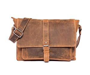 ALMADIH Herren Leder Umhängetasche 14 Zoll JORDAN Vintage Leder BV - Ledertasche Braun Laptoptasche Aktentasche Messenger Unitasche Schultertasche Freizeittasche Tragetasche vintage (JORDAN vintage)