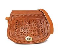ALMADIH kleine Leder Damentasche Umhängetasche AMIRA Naturleder traditionelle Handarbeit Ledertasche Handtasche Schultertasche Freizeittasche Abendtasche Cross Body kompakte Tasche braun (AMIRA camel)