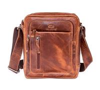 ALMADIH kleine Leder Umhängetasche Herren 9.7 Zoll iPad - FINN Braun Deluxe Kompakte Leder Reisetasche Herren Ledertasche fürs Alltag Messenger Schultertasche Freizeittasche City Bag Tablet (FINN BD)