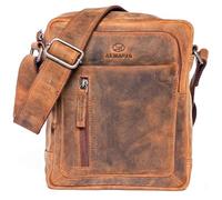 ALMADIH kleine Leder Umhängetasche Herren 9.7 Zoll iPad - FINN Braun Vintage Kompakte Ledertasche für Reisen & Alltag Messenger Schultertasche Freizeittasche City Bag Tablet Damen (FINN vintage)