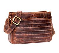 ALMADIH kompakte Ledertasche Damen Umhängetasche mit 2 Hauptfächer AYA BV- kleine Damentasche Clutch Handtasche Schultertasche Freizeittasche Abendtasche Citytasche Tasche braun (AYA vintage)