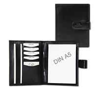 ALMADIH Leder A5 Schreibmappe mit Schreibblock Premium Rindsleder Schwarz Ledermappe Mappe Dokumentenmappe Organizer Konferenzmappe Systemplaner Terminplaner Notizbuch Notizblock (A5 Schreibmappe SCH)