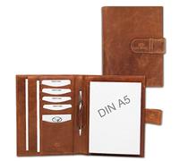 ALMADIH Leder A5 Schreibmappe Schreibblock Premium Rindsleder Braun Deluxe Ledermappe Mappe Dokumentenmappe Organizer Konferenzmappe Systemplaner Aktenmappe Terminplaner Notizbuch (A5 Schreibmappe BD)
