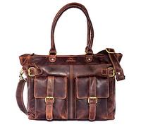 ALMADIH Leder Damentasche Businesstasche EVA BV - Damen Ledertasche Handtasche Umhängetasche Henkeltasche Schultertasche Shopper Freizeittasche Tragetasche große Tasche braun (EVA vintage)