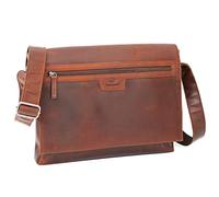 ALMADIH Leder Umhängetasche MIO Premium Rindsleder BD viele Fächer für schmale A4 Ordner Ledertasche Aktentasche Messenger Unitasche Schultertasche Freizeittasche Herren Damen braun (MIO deluxe)