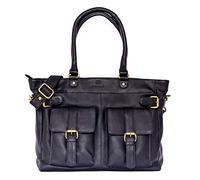 ALMADIH Premium Leder Damentasche Schultertasche EVA SCH - Ledertasche Handtasche Umhängetasche Henkeltasche Businesstasche Shopper Freizeittasche Tragetasche große Tasche (EVA schwarz)