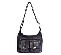 ALMADIH Premium Leder Damentasche Umhängetasche LARA SCH - Ledertasche Handtasche Schultertasche Henkeltasche Businesstasche Shopper Freizeittasche Hobo Tragetasche große Tasche (LARA schwarz)