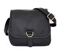 ALMADIH Premium Leder Damentasche Umhängetasche LOLA SCH - 2 Hauptfächer Ledertasche Handtasche Schultertasche Freizeittasche Bürotasche Abendtasche Messenger Business kompakte Tasche (LOLA schwarz)