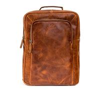 ALMADIH Premium Leder Rucksack BENE BH - Ledertasche 14 Zoll Laptop Tasche Reisetasche Handgepäck DIN A4 Schultertasche Umhängetasche Fahrrad Wander Schul Rucksack Backpack Vintage braun (BENE havana)