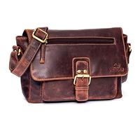 ALMADIH Premium Leder Unisex Umhängetasche KIM BV - Ledertasche Handtasche Messenger Schultertasche Freizeittasche Bürotasche Businesstasche kompakte Damen Herren Tasche braun (KIM vintage)