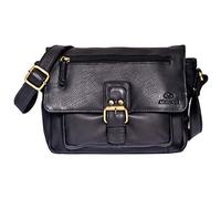 ALMADIH Premium Leder Unisex Umhängetasche KIM SCH - Ledertasche Handtasche Messenger Schultertasche Freizeittasche Bürotasche Businesstasche kompakte Damen Herren Tasche (KIM schwarz)