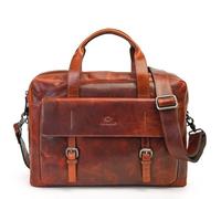 ALMADIH XL Leder Businesstasche Herren 15,6 Zoll Laptoptasche Braun Deluxe- Leder Aktentasche ALEX Ledertasche Umhängetasche Unitasche Damen Arbeitstasche Dokumenten Schultertasche (Alex BD)