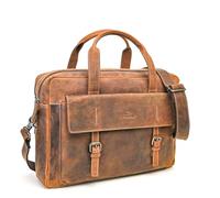 ALMADIH XL Leder Businesstasche Herren 15,6 Zoll Laptoptasche Braun Vintage - Leder Aktentasche ALEX Ledertasche Umhängetasche Unitasche Damen Arbeitstasche Dokumenten Schultertasche (Alex BV)